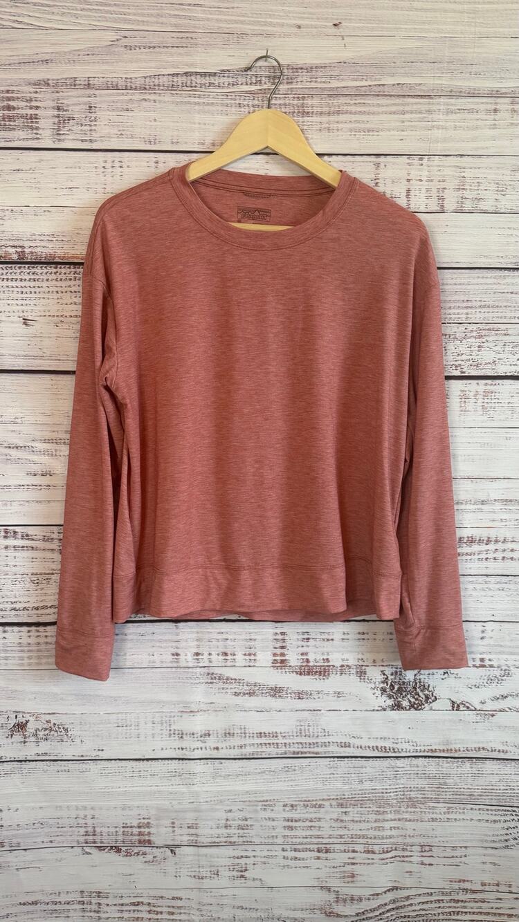 Patagonia W's Long Sleeve Glorya Twist Top Heathered Pink Size Medium